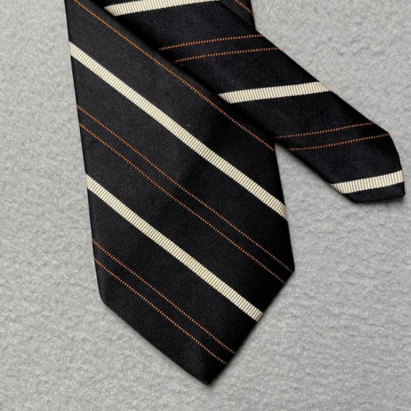 Robert Talbott Best of Class Silk Tie Black Cream Orange Stripe G.B. Harb & Son